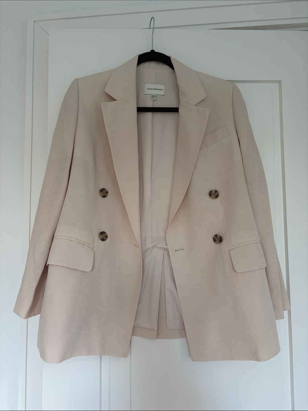 Club Monaco Double-Breasted Light Beige Blazer